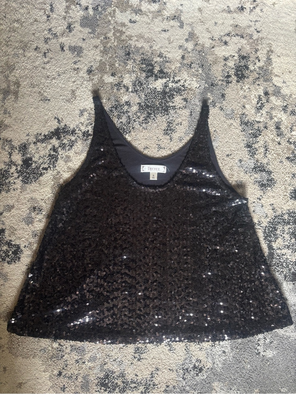 Decree Black Sequin Scoop Neck Tank
